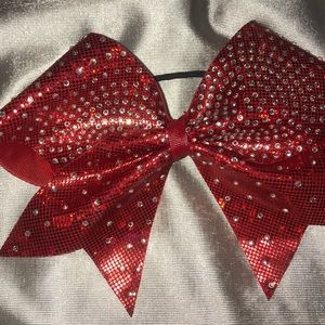 6” red and rhinestone cheer bow
